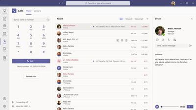 microsoft teams calls interface