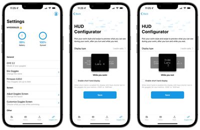 finis smart goggle hud options