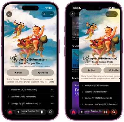 swipe to back gesture music