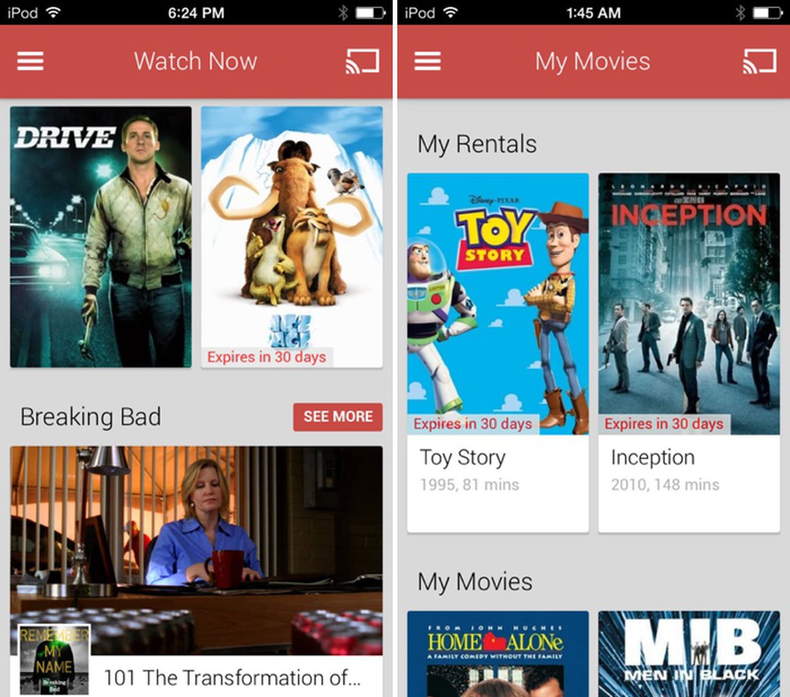 Google Launches 'Google Play Movies & TV' App, iOS Chromecast Users