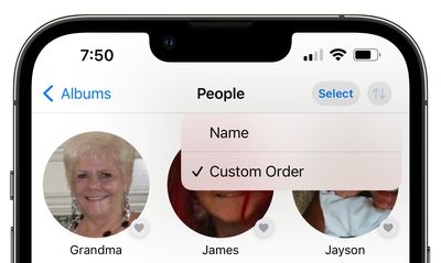 ios 16 personas ordenar alfabéticamente