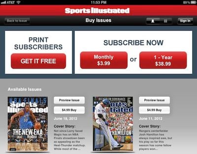 sports illustrated ipad subscriptions