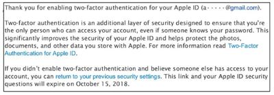 apple two factor email
