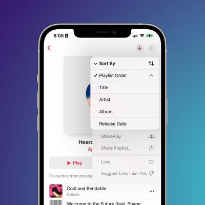 apple music ios 16 sorting