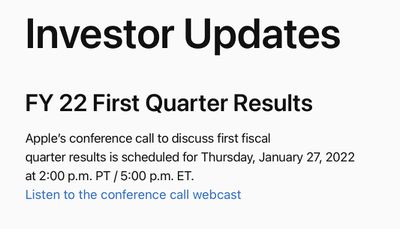 apple earnings call jan 27