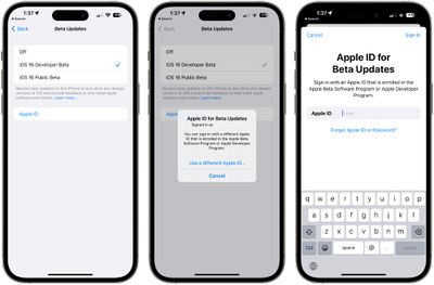 Actualizaciones beta separadas de ID de Apple