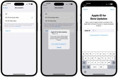 separate apple id beta updates