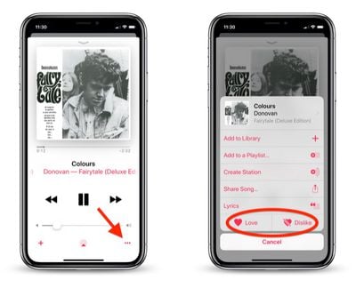 how to use love dislike buttons apple music