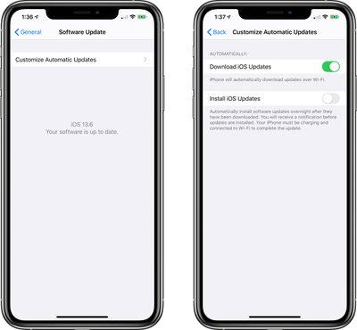 Ios 13 6 Beta Adds Toggle For Turning Off Automatic Ios Update Downloads Macrumors