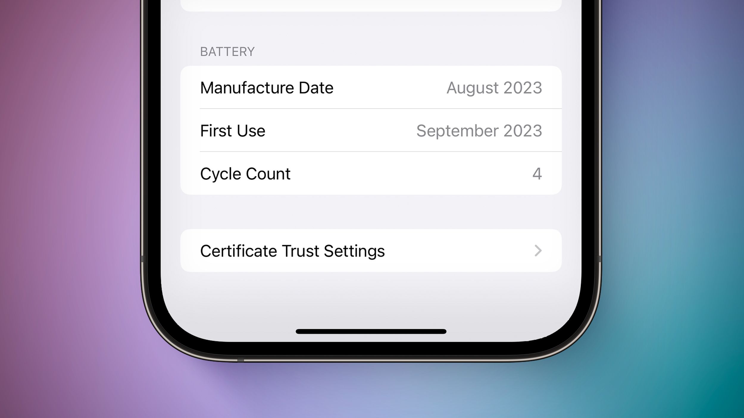 iOS 17 Battery Cycle Count Feature 2