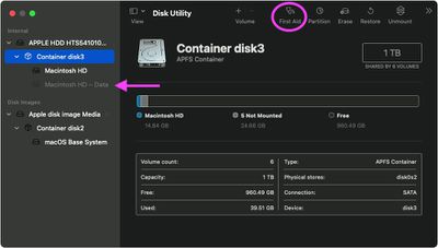 macos big sur recovery mode disk utility container disc