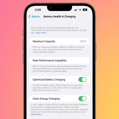 clean energy charging ios 16 1