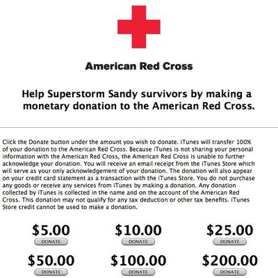 superstorm sandy itunes donations