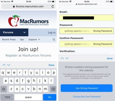 ios 12 automatic strong passwords