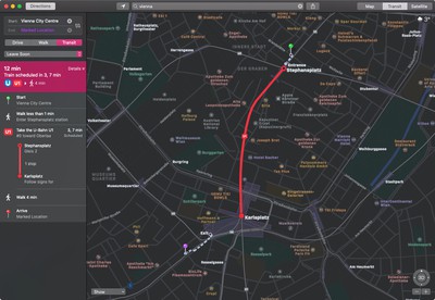 apple maps vienna transit austria