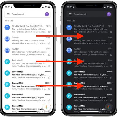 gmail app dark mode