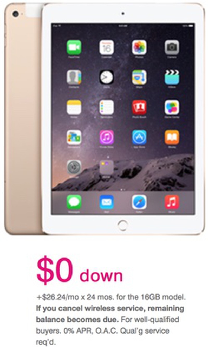 TMobile to Offer 0 Down iPad Air 2, iPad Mini 3 PreOrders Tomorrow