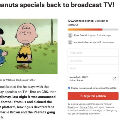 peanutsspecialsappletvpetition