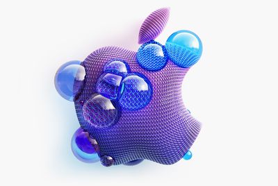apple logo purple blue
