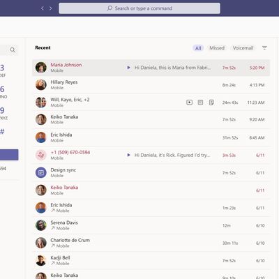 microsoft teams calls interface