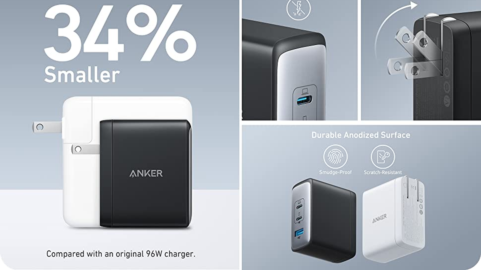 mooi volume tank Anker's New 100W GaN Charger Features Three USB Ports, 34% Smaller Size  Than Apple's 96W Charger - MacRumors