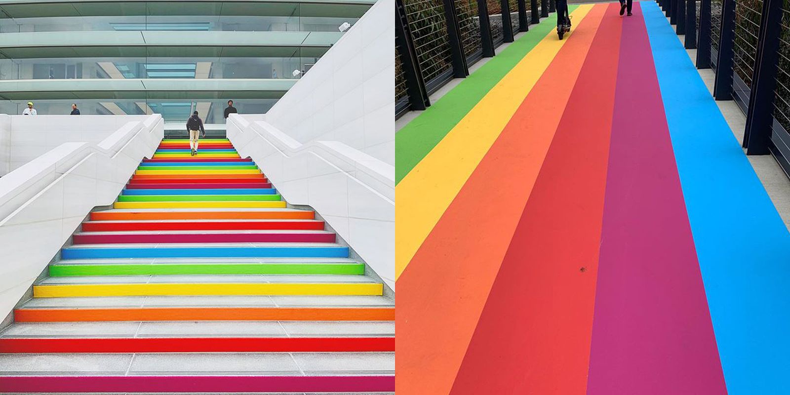 Apple Park Decorated With Rainbow Colors in Celebration of Steve Jobs