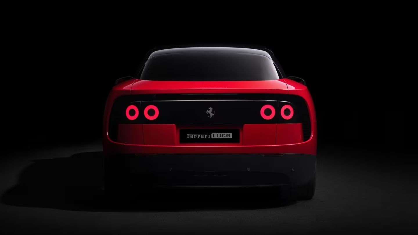Official Ferrari image of the Ferrari Luce rear design in red