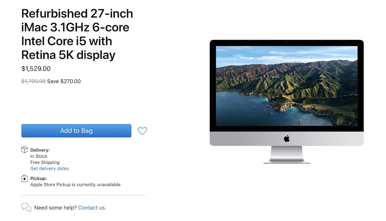 Apple launches sale of refurbished Intel-based 27-inch iMac released in August 2020