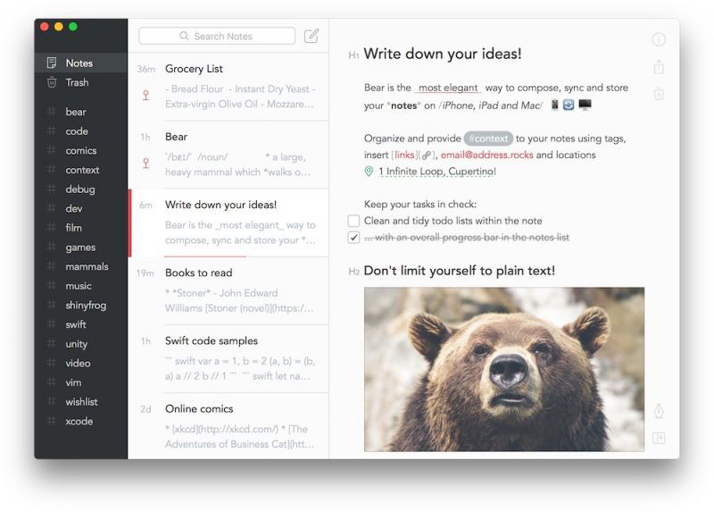 Bear Notes 1.2.2 Update Brings Text Highlighting, Multiple Windows, and ...