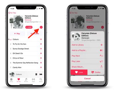 how to use love dislike buttons apple music 2