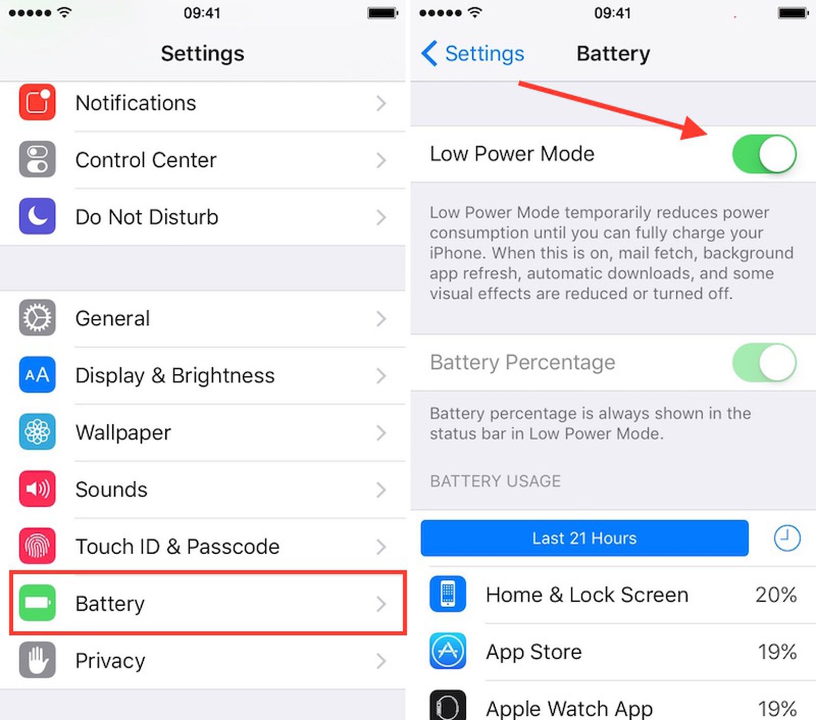 How To Save Battery Life In Ios 9 With Low Power Mode Macrumors