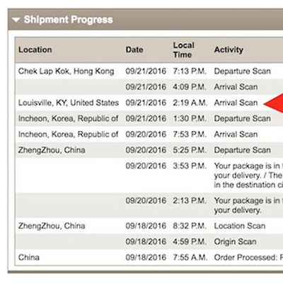 iPhone 7 UPS tracking