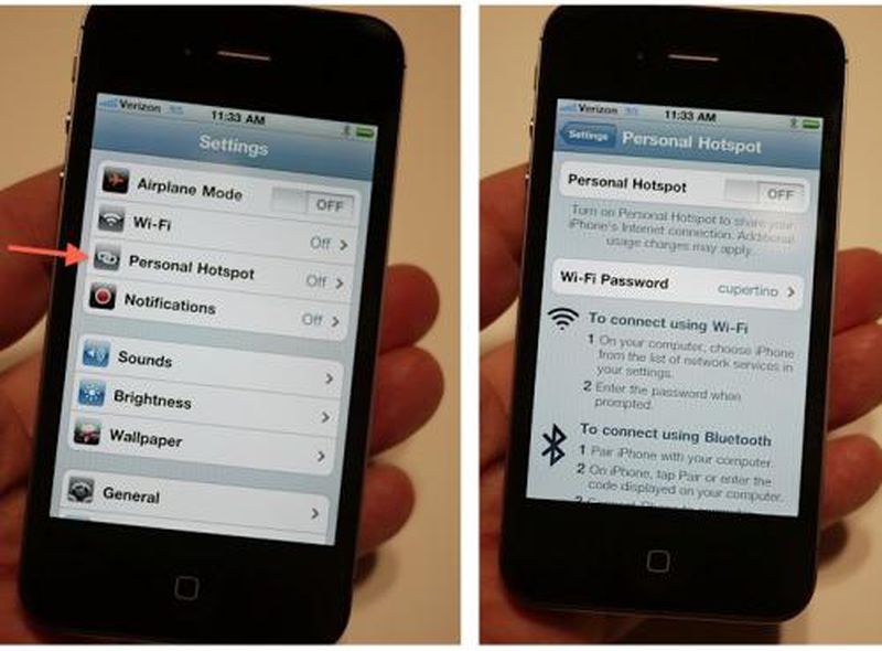 Verizon iPhone 4 Notes: Hotspot, Antenna, iOS 4.2.5, White iPhone 4