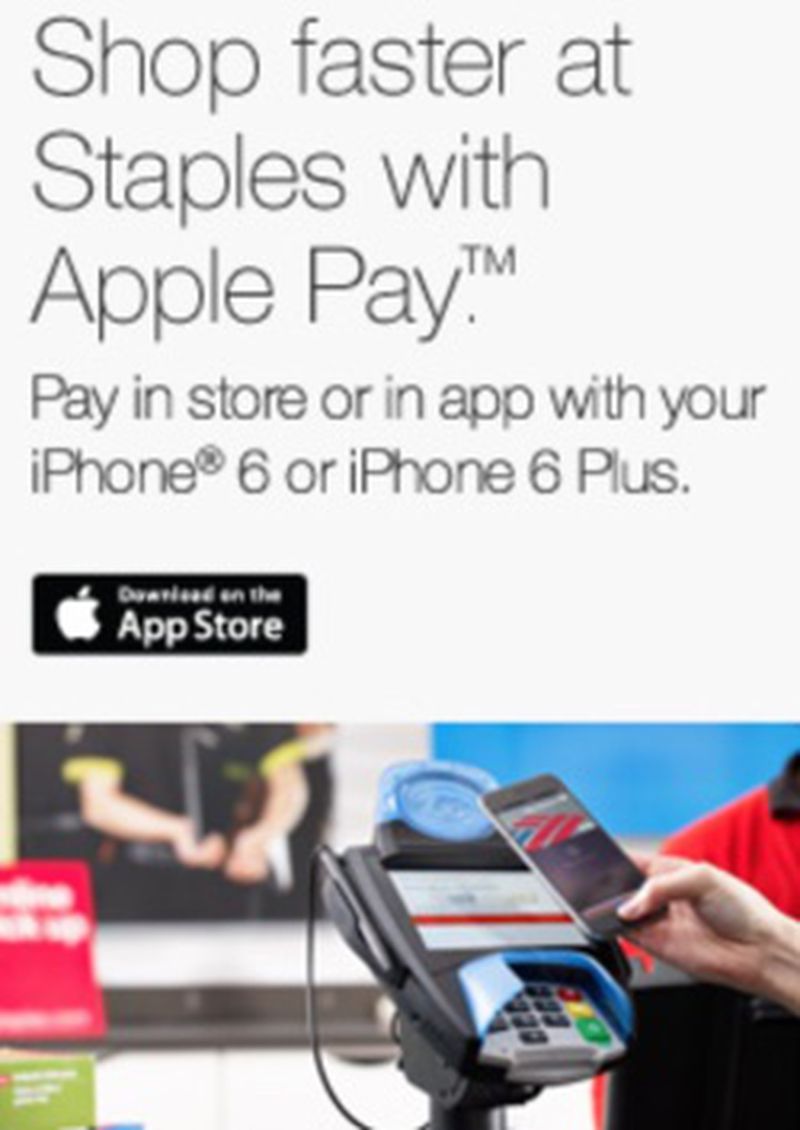 Staples Begins Accepting Apple Pay in Retail Stores - MacRumors