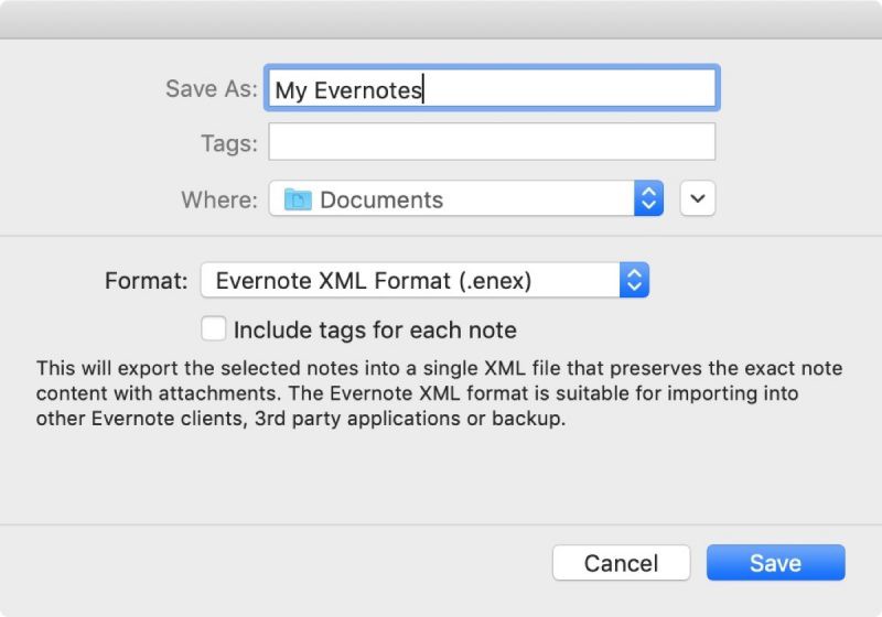 export evernote apple notes