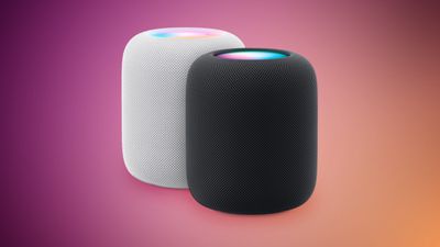 HomePod 2 White and Midnight Feature Purple Orange