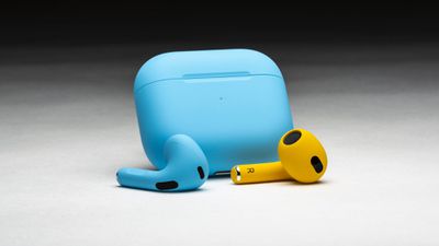 colorware airpods azul claro amarillo