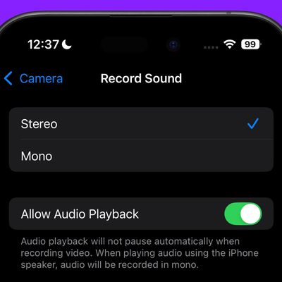 allow audio playback camera setting