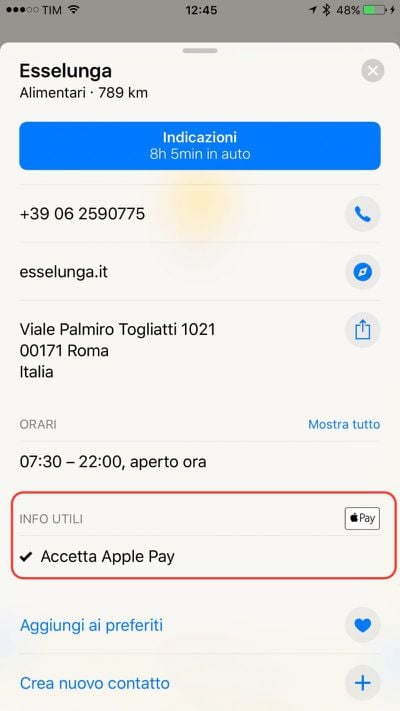 apple pay Italy maps app