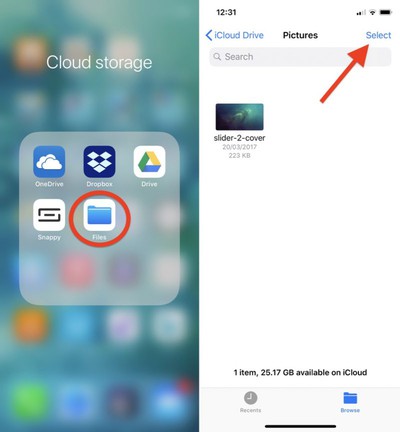 select photos button does not appear in icloud
