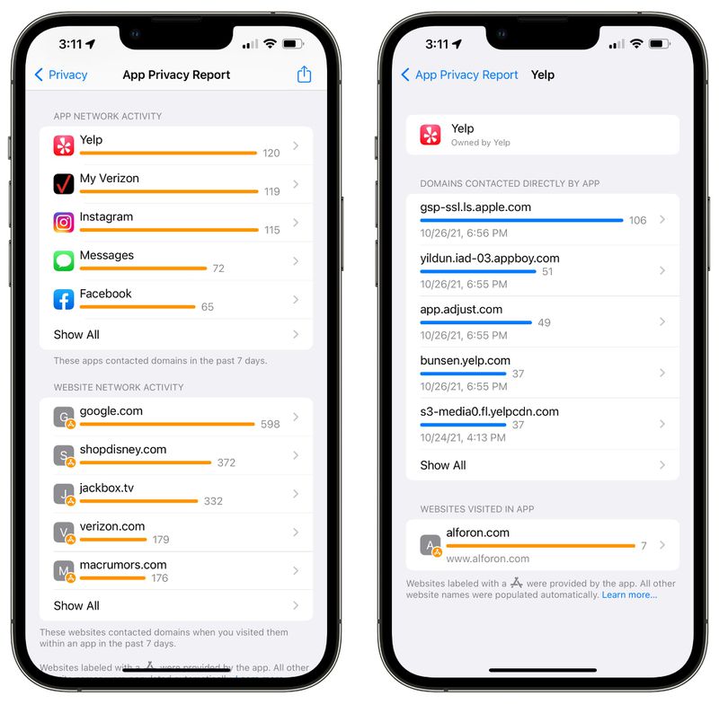 How to Use App Privacy Report in the iOS 15.2 Beta - MacRumors