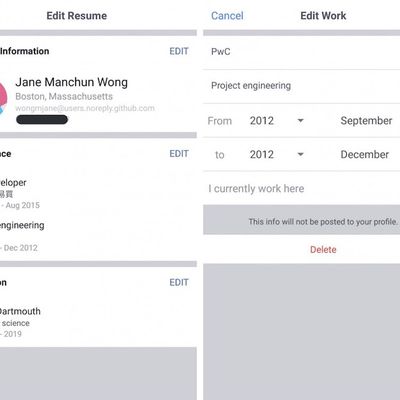facebook resume test
