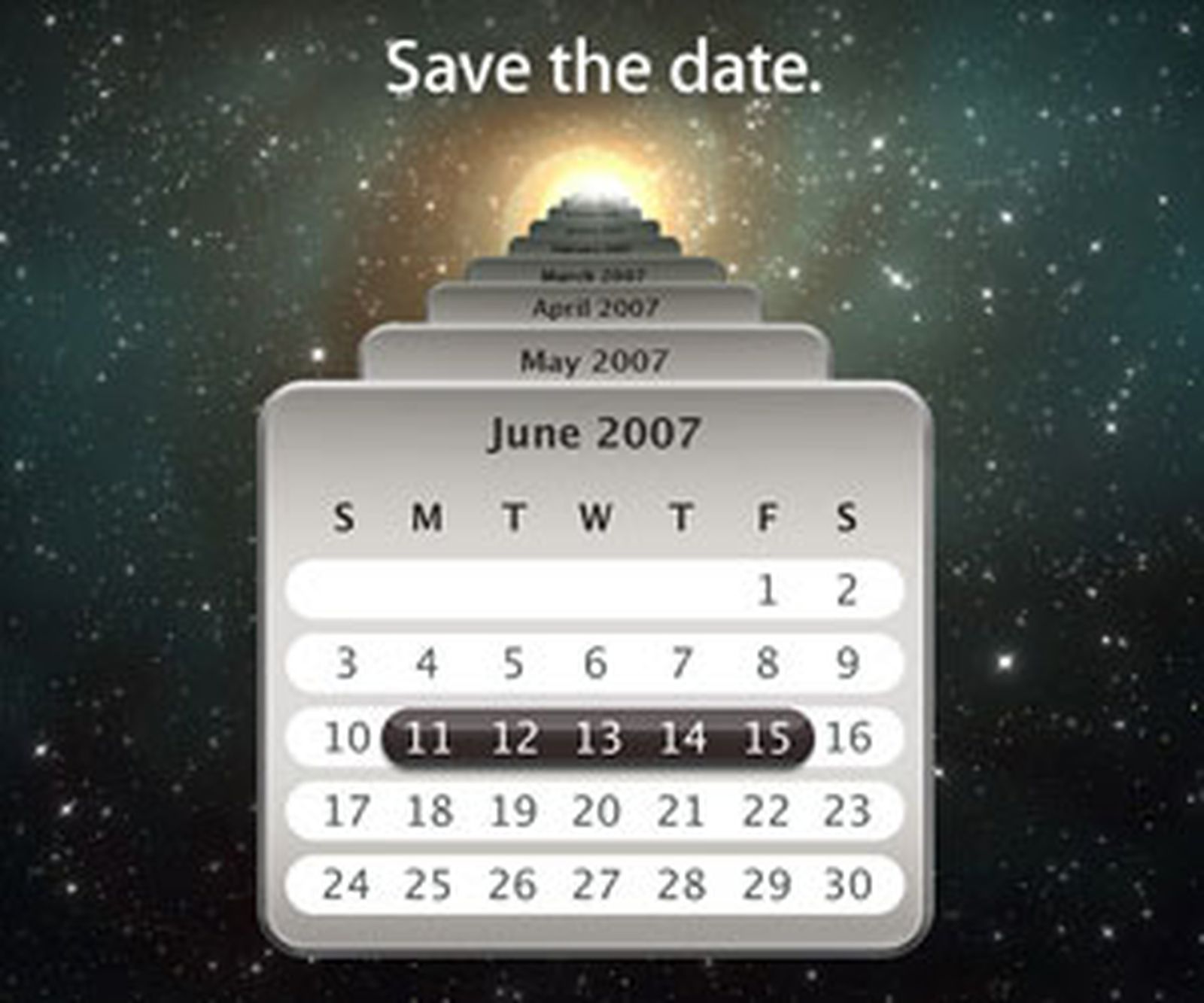 Ad date. Приглашение Apple Inc. Save 2007. Календарь айфон 2012 года.