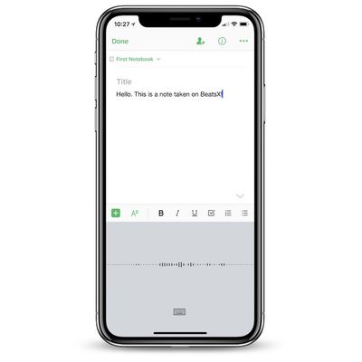 evernote voice dictation on beatsx