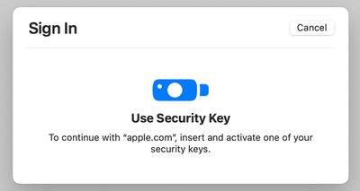 процесс входа в систему с помощью ключа безопасности Apple Mac