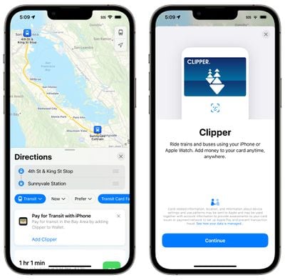 ios 16 maps clipper card