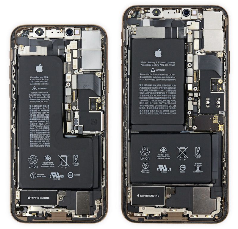 Ifixit Iphone Xs Has Notched Battery And Iphone Xs Max Has