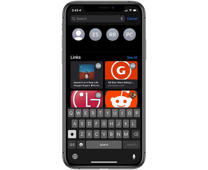 iOS 13 Messages Search