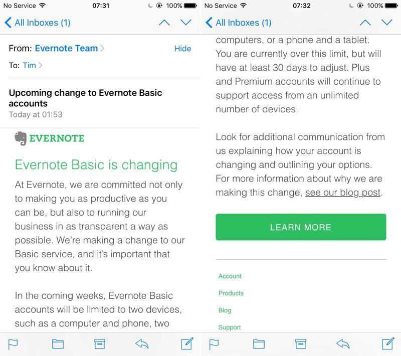 evernote help phone number