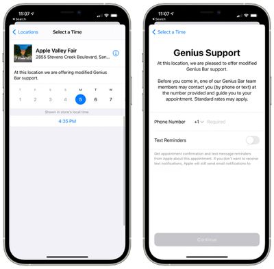 apple support genius bar notifications